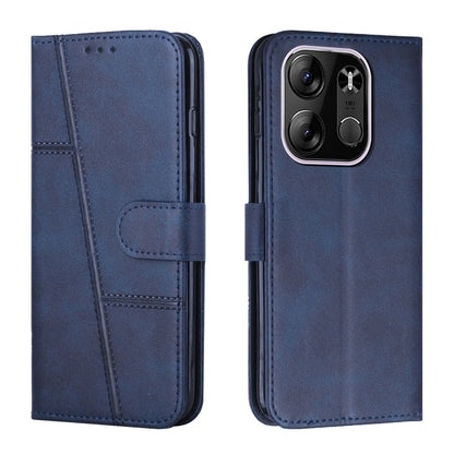 For Tecno Spark Go 2023 Stitching Calf Texture Buckle Leather Phone Case(Blue) - Tecno Cases by buy2fix | Online Shopping UK | buy2fix