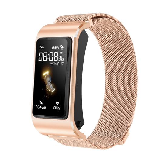 H21 1.14-inch Steel Band Earphone Detachable Smart Watch Support Temperature Measurement / Bluetooth Call / Voice Control(Gold) by buy2fix
