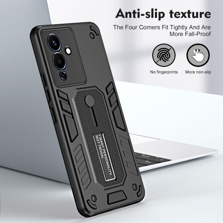 For Infinix Note 12 G96 Variety Brave Armor Finger Loop Holder Phone Case(Black) - Infinix Cases by buy2fix | Online Shopping UK | buy2fix