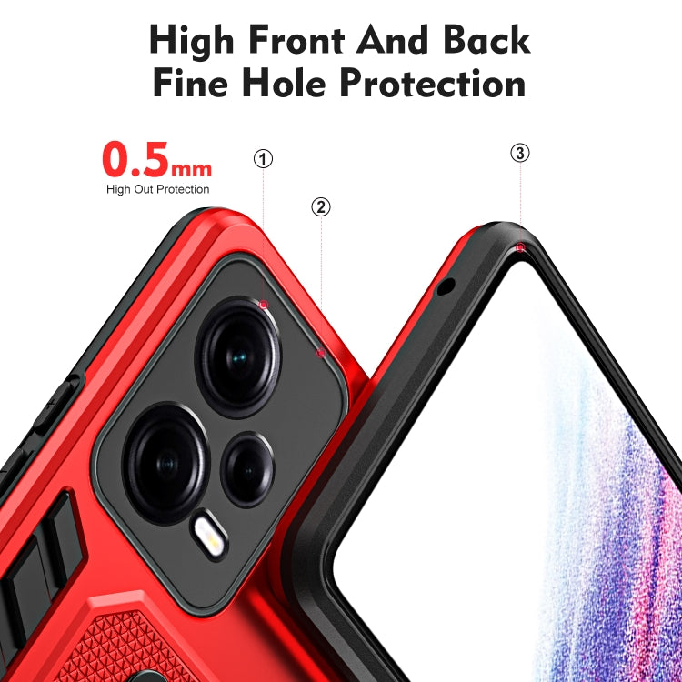 For Xiaomi Redmi Note 12 Pro+ 5G Variety Brave Armor Finger Loop Holder Phone Case(Red) - Note 12 Pro+ Cases by buy2fix | Online Shopping UK | buy2fix