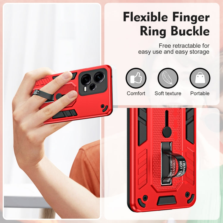 For Xiaomi Redmi Note 12 Pro+ 5G Variety Brave Armor Finger Loop Holder Phone Case(Red) - Note 12 Pro+ Cases by buy2fix | Online Shopping UK | buy2fix