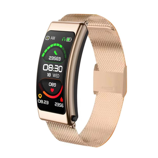 K13 1.14 inch Steel Band Earphone Detachable Smart Watch Support Bluetooth Call(Gold) by buy2fix