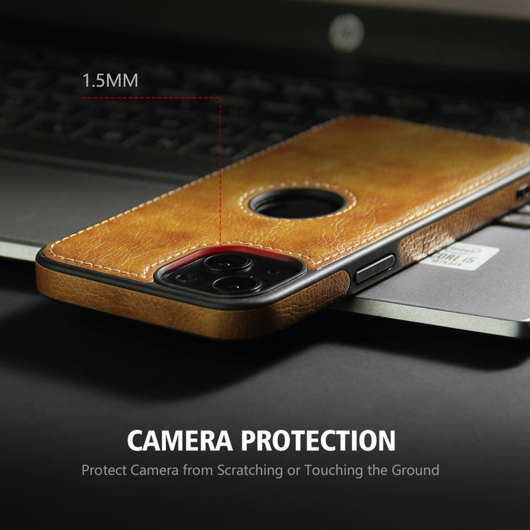 For iPhone 13 mini Leather Texture Stitching Phone Case(Brown) by buy2fix