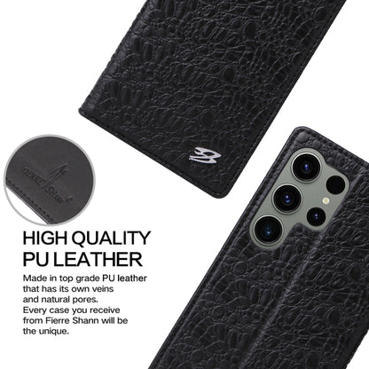 For Samsung Galaxy S23 Ultra 5G Fierre Shann Crocodile Texture Magnetic Genuine Leather Phone Case(Black) - Galaxy S23 Ultra 5G Cases by FIERRE SHANN | Online Shopping UK | buy2fix