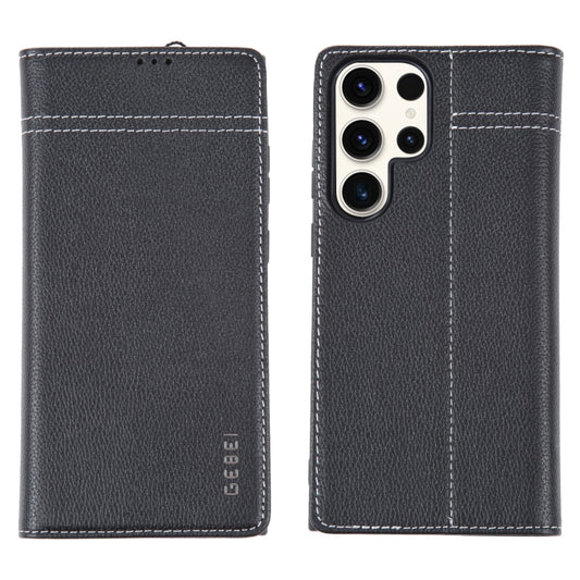 For Samsung Galaxy S23 Ultra 5G GEBEI Top-grain Horizontal Flip Leather Phone Case(Black) -  by GEBEI | Online Shopping UK | buy2fix