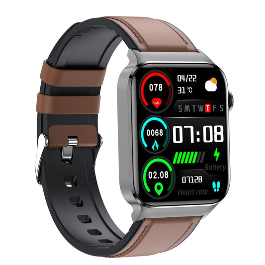 T50 1.85 inch Leather Band IP67 Waterproof Smart Watch Supports Voice Assistant / Health Monitoring(Brown) by buy2fix
