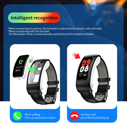 K60 1.08 inch Silicone Band Earphone Detachable Life Waterproof Smart Watch Support Bluetooth Call(Black) - Smart Wear by buy2fix | Online Shopping UK | buy2fix