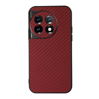 For OnePlus Ace 2 / 11R Accurate Hole Carbon Fiber Texture PU Phone Case(Red) - OnePlus Cases by buy2fix | Online Shopping UK | buy2fix