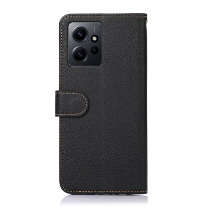 For Xiaomi Redmi Note 12 4G Global KHAZNEH Litchi Texture Leather RFID Phone Case(Black) - Note 12 Cases by buy2fix | Online Shopping UK | buy2fix