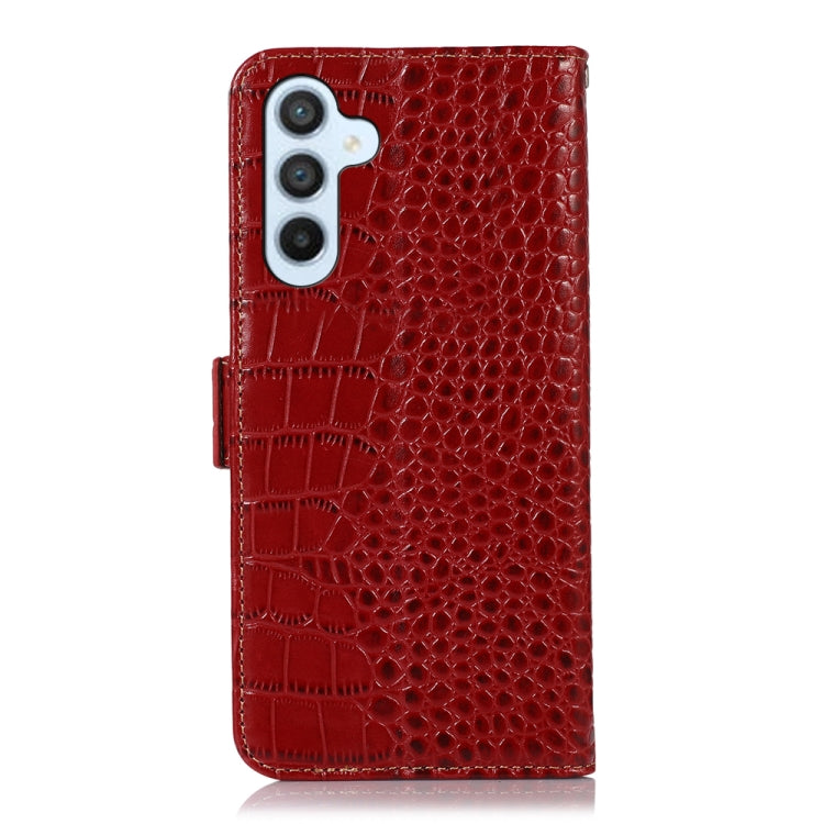 For Samsung Galaxy M14 5G Crocodile Top Layer Cowhide Leather Phone Case(Red) - Galaxy Phone Cases by buy2fix | Online Shopping UK | buy2fix