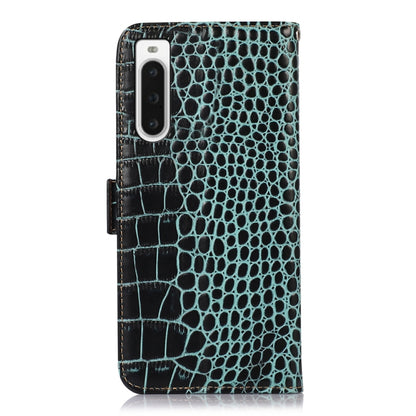 For Sony Xperia 10 V Crocodile Top Layer Cowhide Leather Phone Case(Green) - Sony Cases by buy2fix | Online Shopping UK | buy2fix