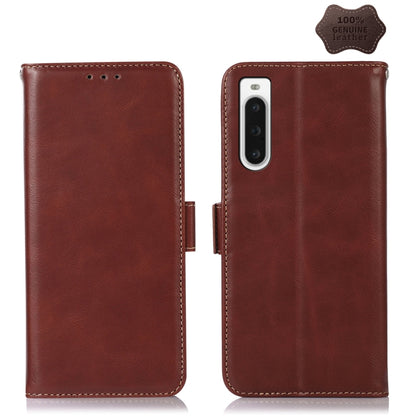 For Sony Xperia 10 V Crazy Horse Top Layer Cowhide Leather Phone Case(Brown) - Sony Cases by buy2fix | Online Shopping UK | buy2fix