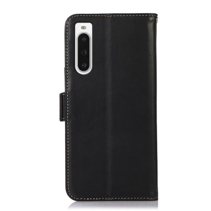 For Sony Xperia 10 V Crazy Horse Top Layer Cowhide Leather Phone Case(Black) - Sony Cases by buy2fix | Online Shopping UK | buy2fix