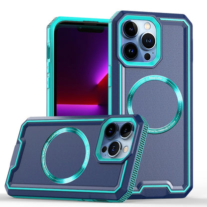 For iPhone 8 Plus / 7 Plus / 6 Plus Armour Two-color MagSafe Magnetic TPU + PC Phone Case(Light Blue + Blue) by buy2fix