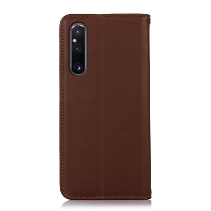 For Sony Xperia 1 V KHAZNEH Nappa Top Layer Cowhide Leather Phone Case(Brown) - Sony Cases by buy2fix | Online Shopping UK | buy2fix