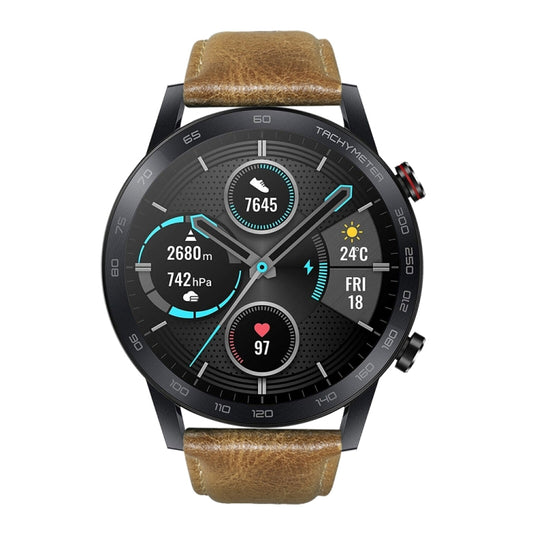 For Honor MagicWatch 2 46mm / Magic / Watch Dream Oil Wax Genuine Leather Watch Band(Yellow Brown) by buy2fix