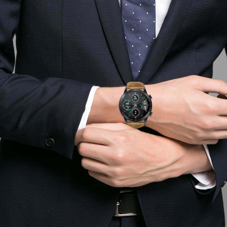 For Honor MagicWatch 2 46mm / Magic / Watch Dream Oil Wax Genuine Leather Watch Band(Yellow Brown) by buy2fix