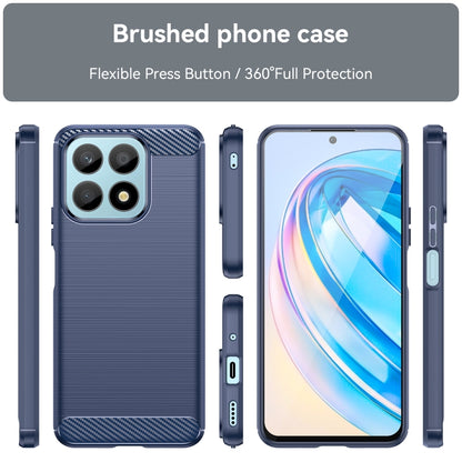 For Honor X8a Brushed Texture Carbon Fiber TPU Phone Case(Blue) by buy2fix