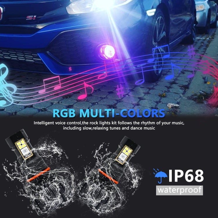 EV23 1 Pair H10 60W / 15000LM / DC 9-16V IP68 Waterproof Car RGB Fog Light - In Car by buy2fix | Online Shopping UK | buy2fix