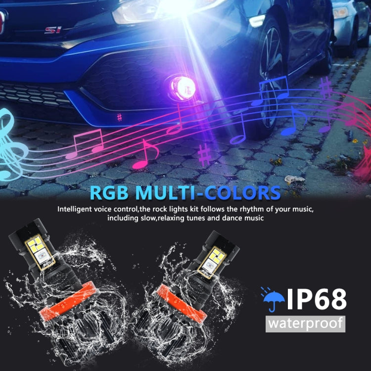 EV23 1 Pair H11 60W / 15000LM / DC 9-16V IP68 Waterproof Car RGB Fog Light - In Car by buy2fix | Online Shopping UK | buy2fix