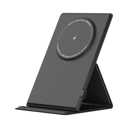 ROCK RWC-0886 W50 Leather Magnetic Wireless Charger Stand(Black) - Wireless Charger by ROCK | Online Shopping UK | buy2fix