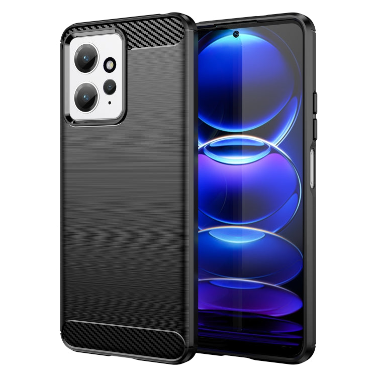 For Xiaomi Redmi Note 12 4G Global Brushed Texture Carbon Fiber TPU Phone Case(Black) - Note 12 Cases by buy2fix | Online Shopping UK | buy2fix