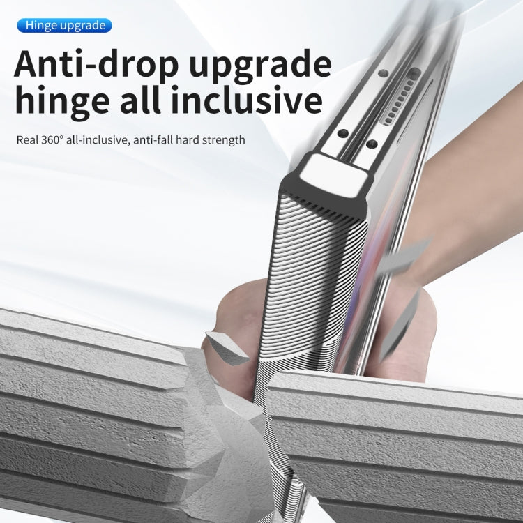 For Samsung Galaxy Z Fold4 5G Magnetic Hinges Plating Phone Case with Holder(Silver) - Galaxy Z Fold4 5G Cases by buy2fix | Online Shopping UK | buy2fix