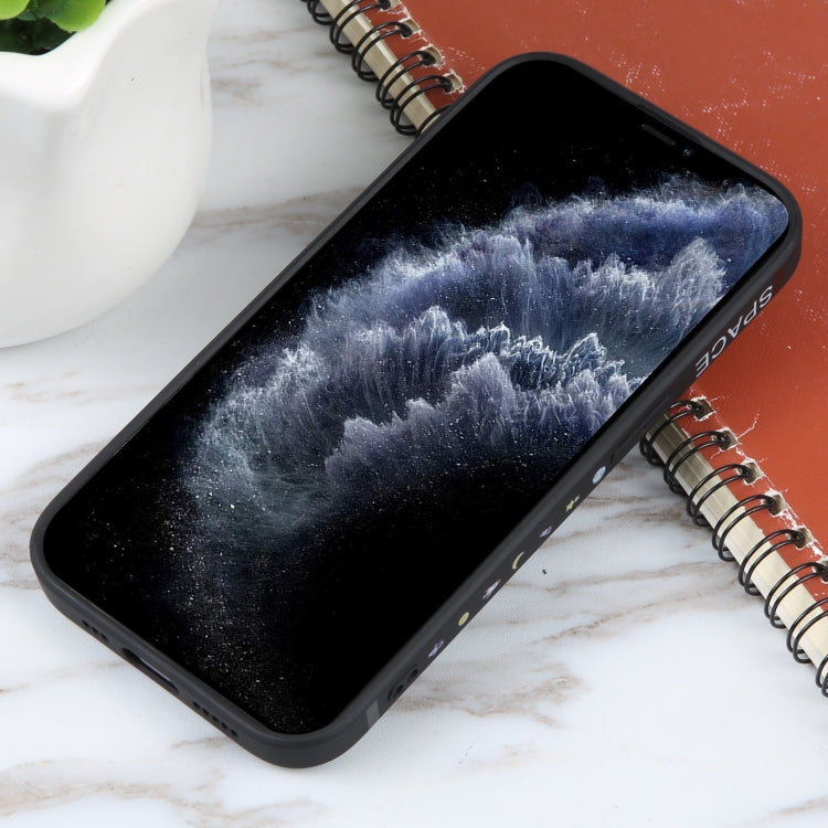 For iPhone 11 Pro Astronaut Pattern Silicone Straight Edge Phone Case(Planet Landing-Black) by buy2fix