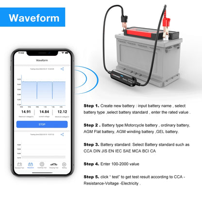 KONNWEI BK200 6V/12V/24V Car Bluetooth Battery Tester(Black) - In Car by KONNWEI | Online Shopping UK | buy2fix