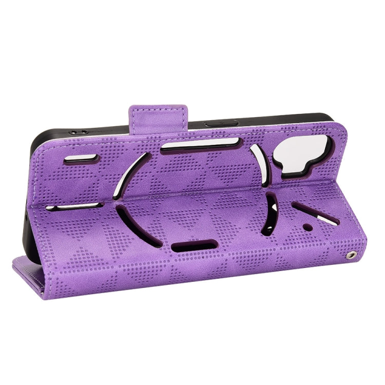 For Nothing Phone 1 Symmetrical Triangle Leather Phone Case(Purple) by buy2fix