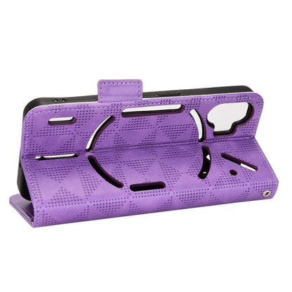 For Nothing Phone 1 Symmetrical Triangle Leather Phone Case(Purple) by buy2fix