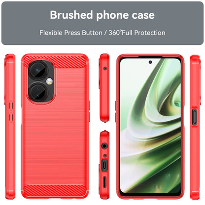 For OnePlus Nord CE 3 Brushed Texture Carbon Fiber TPU Phone Case(Red) - OnePlus Cases by buy2fix | Online Shopping UK | buy2fix