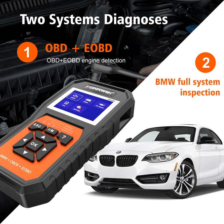 For BMW KONNWE KW480 2.8 inch Color Screen OBD2 Car Fault Detector - In Car by KONNWEI | Online Shopping UK | buy2fix