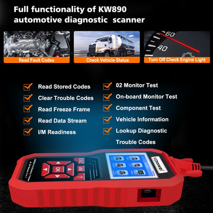 KONNWEI KW890 2 in 1 Car OBD2 Fault Detector + Maintenance Light Reseter - In Car by KONNWEI | Online Shopping UK | buy2fix