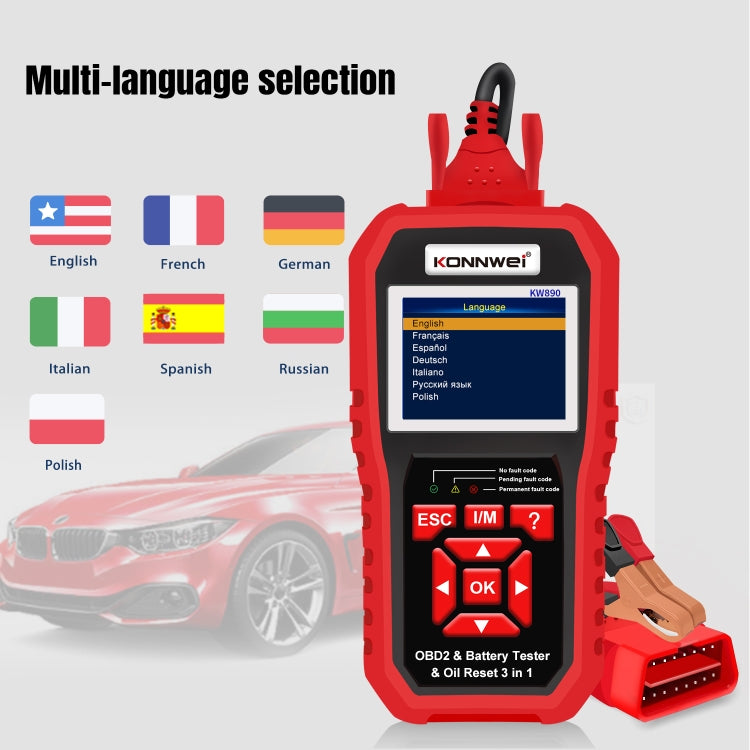 KONNWEI KW890 2 in 1 Car OBD2 Fault Detector + Maintenance Light Reseter - In Car by KONNWEI | Online Shopping UK | buy2fix