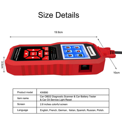 KONNWEI KW890 2 in 1 Car OBD2 Fault Detector + Maintenance Light Reseter - In Car by KONNWEI | Online Shopping UK | buy2fix