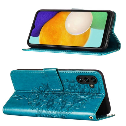 For Samsung Galaxy A34 5G Embossed Butterfly Leather Phone Case(Blue) - Galaxy Phone Cases by buy2fix | Online Shopping UK | buy2fix