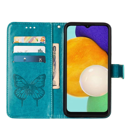 For Samsung Galaxy A34 5G Embossed Butterfly Leather Phone Case(Blue) - Galaxy Phone Cases by buy2fix | Online Shopping UK | buy2fix