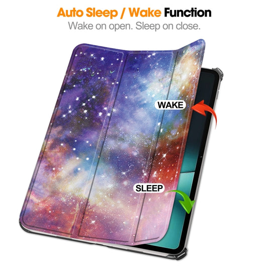 For OnePlus Pad Custer Painted 3-Fold Holder Smart Leather Tablet Case(Milky Way Nebula) by buy2fix
