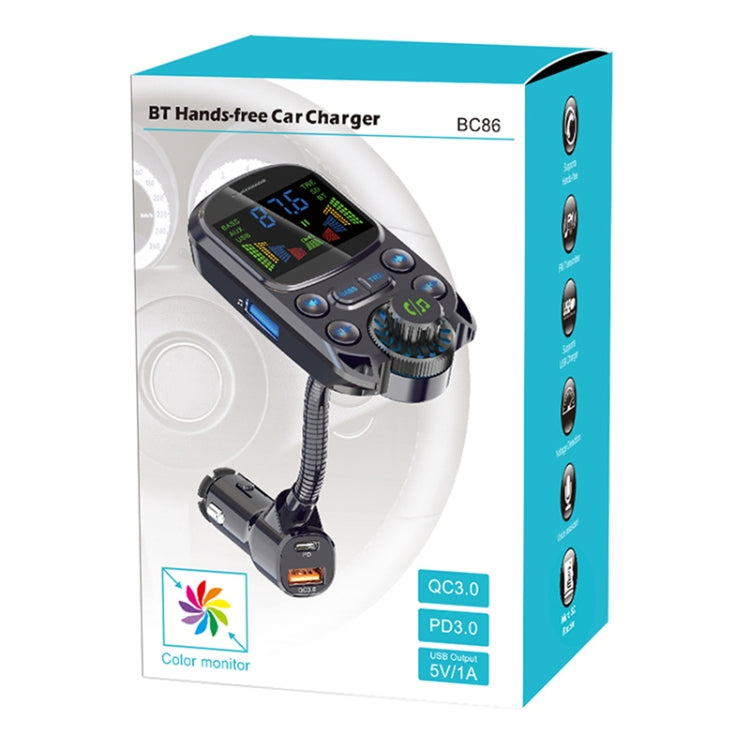 BC86 Colorful Screen Car Bluetooth 5.3 FM Transmitter MP3 Player - In Car by buy2fix | Online Shopping UK | buy2fix