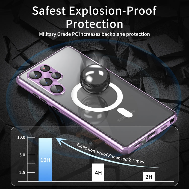 For Samsung Galaxy S22+ 5G HD Full Cover Magsafe Magnetic Metal Tempered Glass Phone Case(Purple) by buy2fix