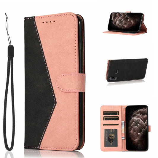 For Samsung Galaxy A10s Dual-color Stitching Leather Phone Case(Black Rose Gold) - Galaxy Phone Cases by buy2fix | Online Shopping UK | buy2fix