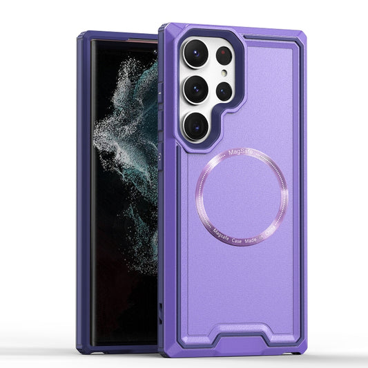 For Samsung Galaxy S23 5G Armour Two-color MagSafe Magnetic TPU + PC Phone Case(Purple) - Galaxy S23 5G Cases by buy2fix | Online Shopping UK | buy2fix