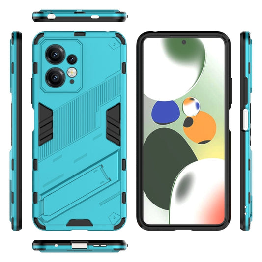 For Xiaomi Redmi Note 12 4G Global Punk Armor 2 in 1 PC + TPU Shockproof Phone Case with Holder(Blue) by buy2fix