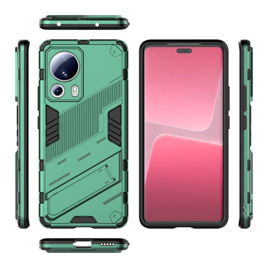 For Xiaomi 13 Lite Punk Armor 2 in 1 PC + TPU Shockproof Phone Case with Holder(Green) by buy2fix