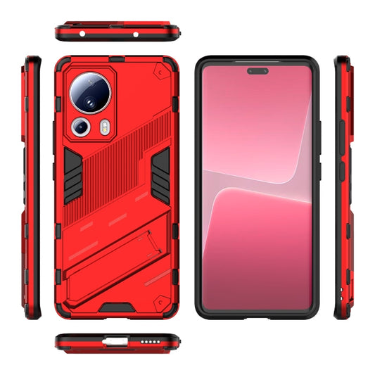 For Xiaomi 13 Lite Punk Armor 2 in 1 PC + TPU Shockproof Phone Case with Holder(Red) by buy2fix