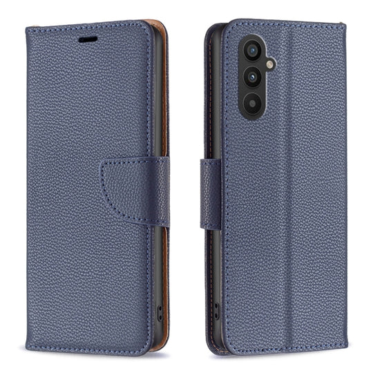 For Samsung Galaxy A24 4G Litchi Texture Pure Color Leather Phone Case(Blue)