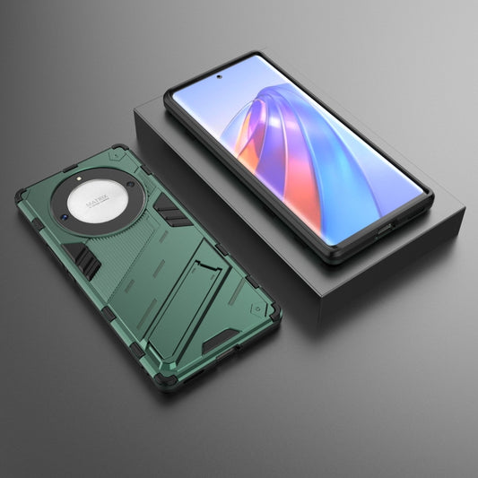 For Honor X9a/X40 5G/Magic5 Lite Punk Armor PC + TPU Phone Case with Holder(Green) by buy2fix