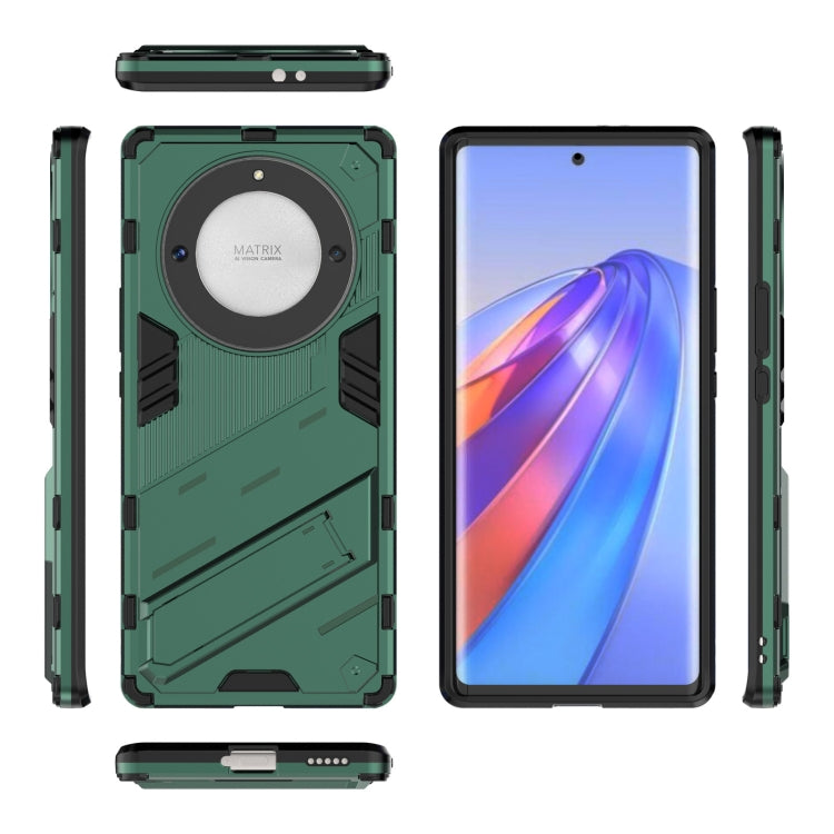 For Honor X9a/X40 5G/Magic5 Lite Punk Armor PC + TPU Phone Case with Holder(Green) - Honor Cases by buy2fix | Online Shopping UK | buy2fix