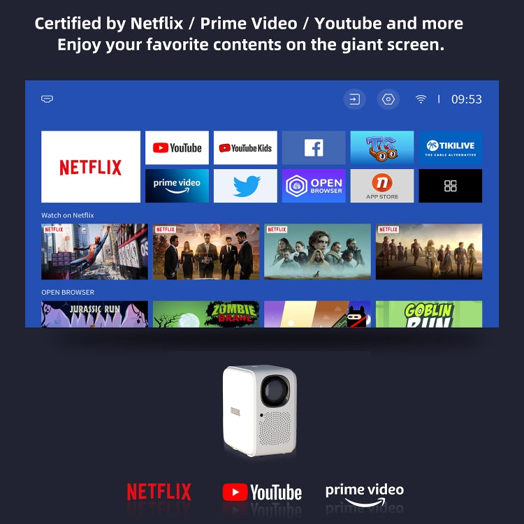 MECOOL KP2 1920x1080P 600ANSI Lumens Portable Mini LED Smart Projector(US Plug) by MECOOL